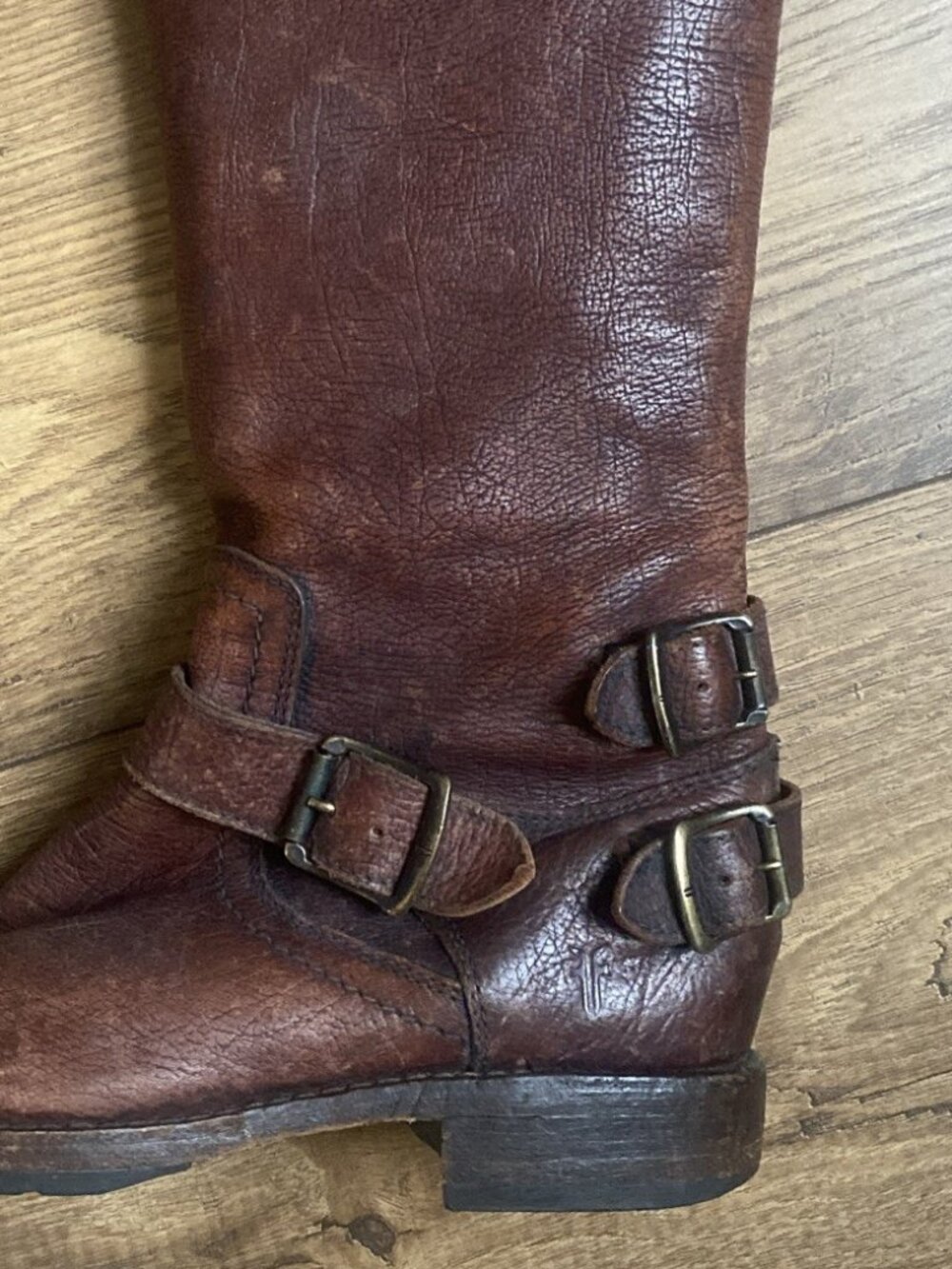 Frye~Veronica Brown Leather Boots~Back Zipper~Buckle Front~Size 8.5 B - Picture 3 of 9